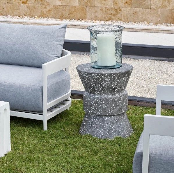 Universal Explore Home™ Coastal Living Outdoor Stinson Speckled Gray Concrete Accent Table-2