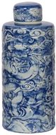 A & B Home Inez Blue/White Lidded Jar-0