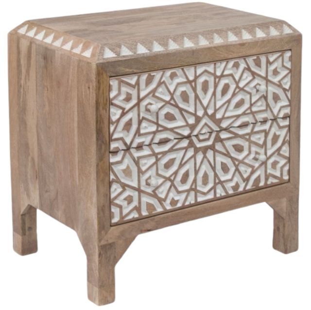 Home Trends & Design Tangiers Natural White Nightstand-0