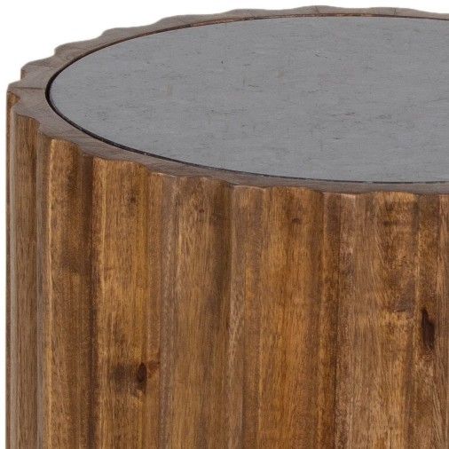 Porter International Designs Pinion Black End Table with Walnut Base-2