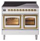 Ilve® Nostalgie II Noblesse 40'' White Pro Style Induction Range with Brass Trim-0