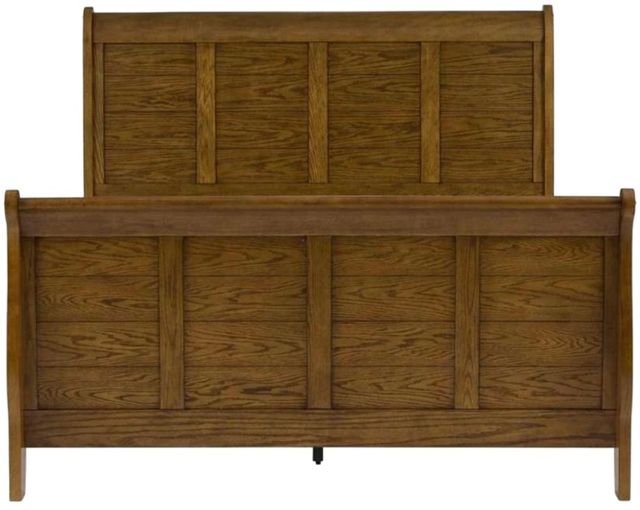 Liberty Furniture Grandpas Cabin Aged Oak 93" Queen Sleigh Bed-2