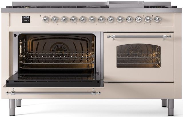 Ilve® Nostalgie II Series 60" Antique White Pro Style Dual Fuel Range-2