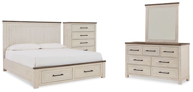 Benchcraft® Brewgan 4-Piece Two-Tone California King Storage Panel Bed Set-0