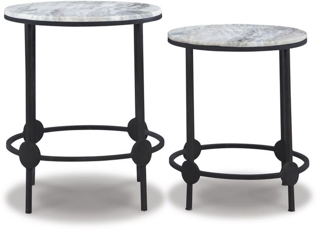 Signature Design by Ashley® Beashaw 2-Piece Gray Accent Table Set with Black Base-1