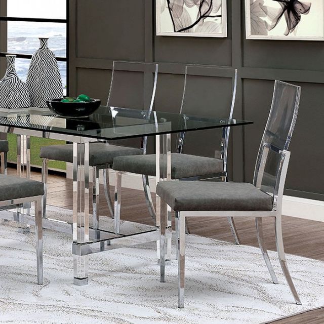 Furniture of America® Casper Glass Top Dining Table Top with Chrome Base -1