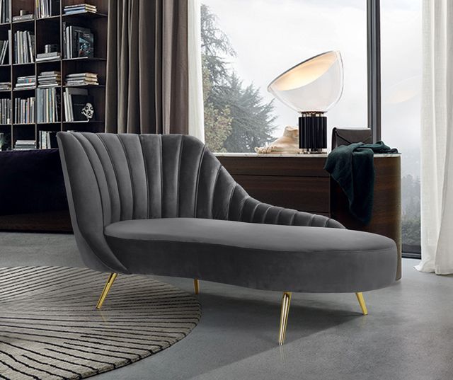 Meridian Furniture Margo Grey Velvet Chaise-2