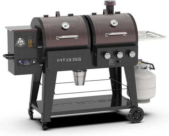 Pit Boss® Grills PB1230 3-Burner Mahogany Freestanding Gas/Wood Pellet Grill-1