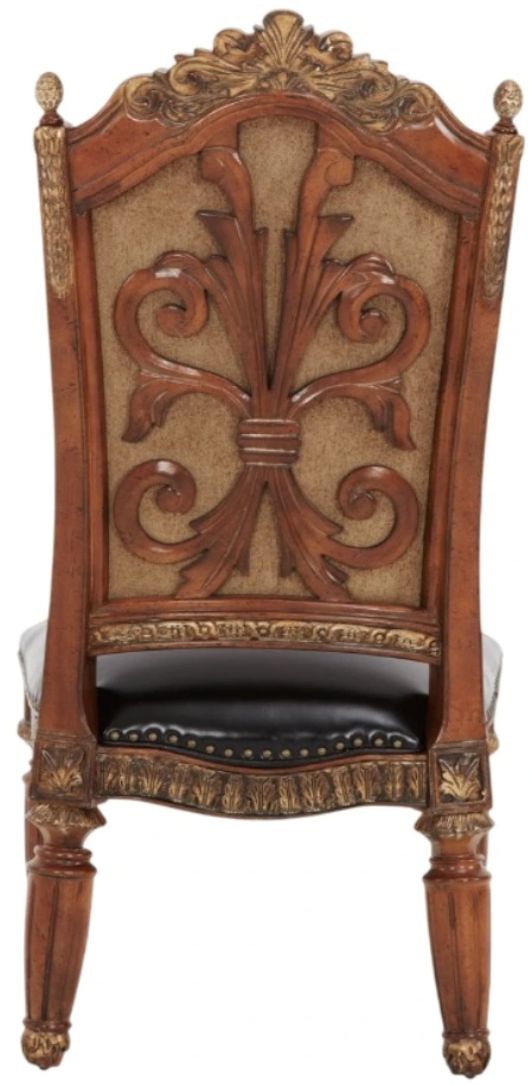 Michael Amini® Villa Valencia Black/Classic Chestnut Side Chair-2