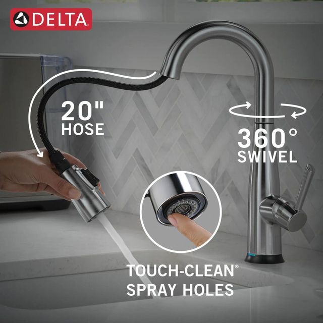 Delta Essa® Arctic Stainless Touch2O® Bar/Preparation Faucet with Touchless Technology-2