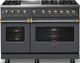 Viking® 5 Series 48" Cast Black Pro Style Dual Fuel (NG) Range with Brushed Brass Trim-2