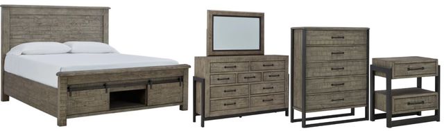Signature Design by Ashley® Brennagan 5-Piece Gray King Storage Panel Bed Set-0