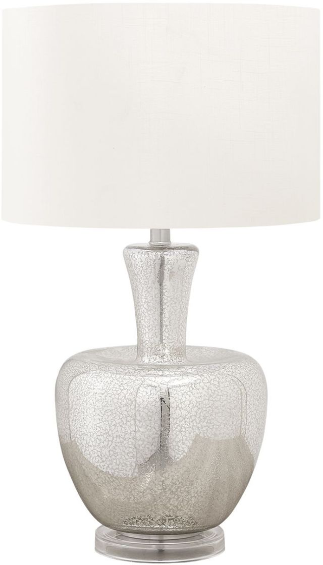 Monarch Specialties Inc. Silver Glass Table Lamp with Ivory Shade-0