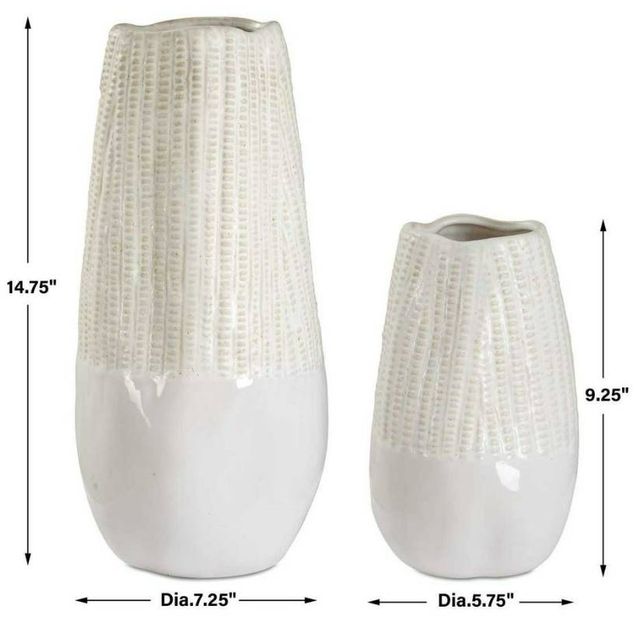 Uttermost® Echo Ridge 2-Piece White Vase Set-2