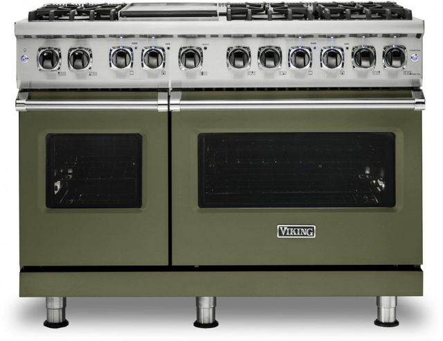 Viking® 5 Series 48" Cypress Green Pro Style Dual Fuel Liquid Propane Range with 12" Griddle-0