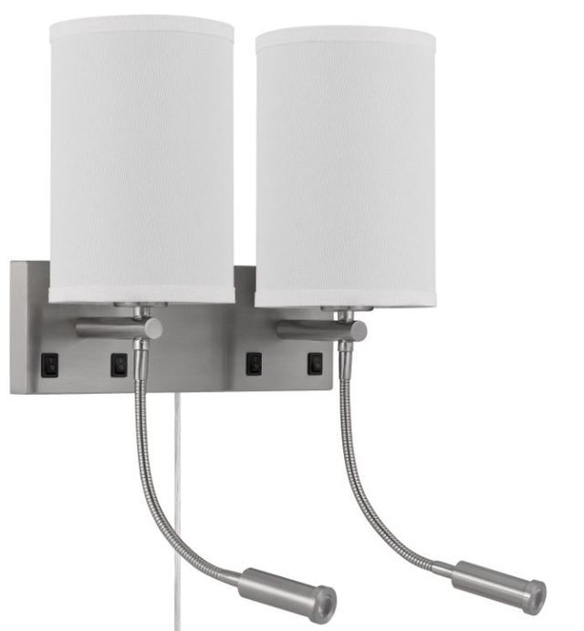Cal® Lighting & Accessories Lakewood Brushed Steel/White Wall Lamp-0