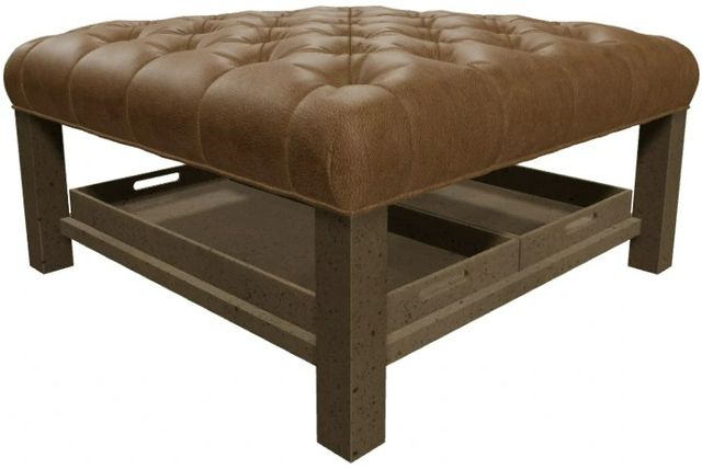 Craftmaster® Customizable CM Leather Tufted Cocktail Ottoman-2