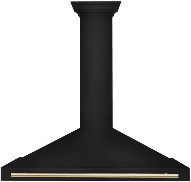 ZLINE Autograph Edition 48" Black Stainless Steel Wall Mounted Range Hood with Polished Gold Handle-0