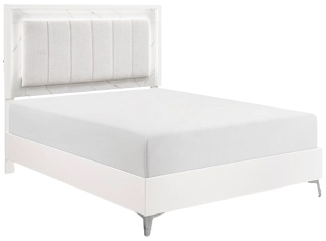 Homelegance® Ripple High Gloss White Queen Panel Bed-0