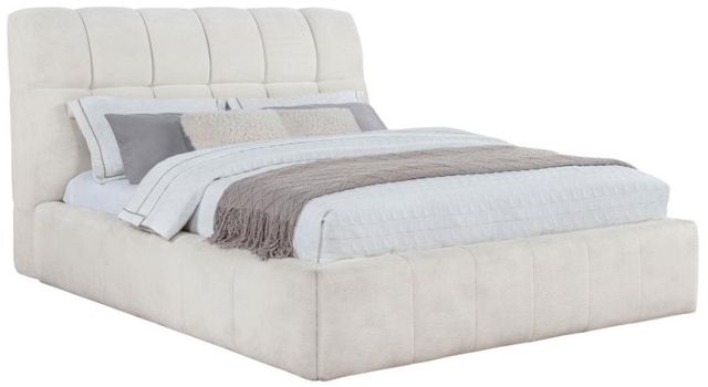 Coaster® Nollet Cream Queen Upholstered Platform Panel Bed-0