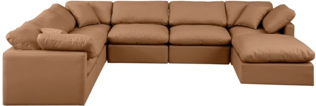 Meridian Furniture Indulge 7-Piece Cognac Leather Modular Sectional-1
