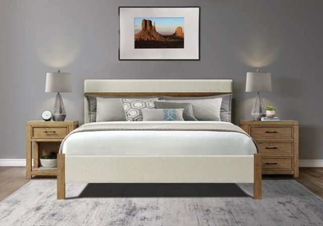 Riverside Furniture Bozeman Toasted Almond/White Queen Upholstered Bed-1