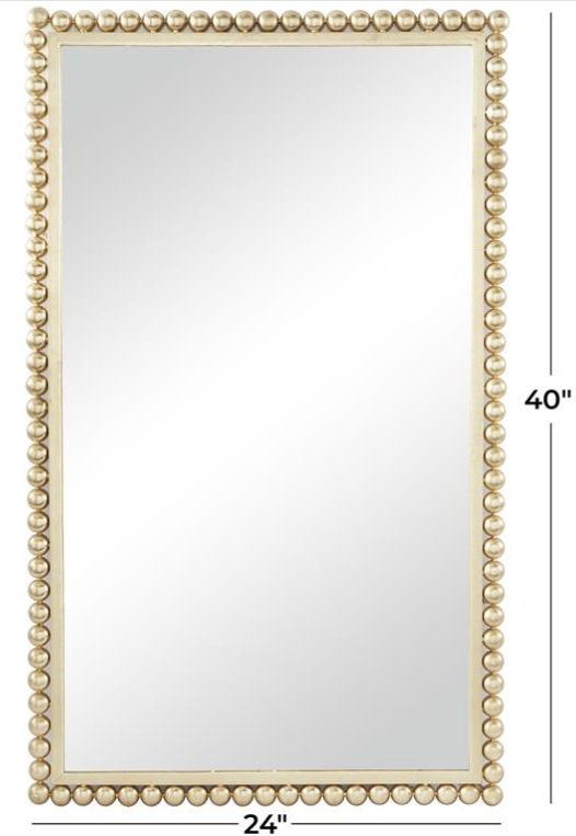Deco Marche CosmoLiving by Cosmopolitan Gold Rectangular Beaded Wall Mirror-3