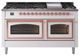 Ilve® Nostalgie II Noblesse 60'' White Pro Style Dual Fuel Range with Copper Trim-0