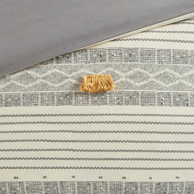 Olliix by INK+IVY Cody 3 Pieces Gray and Yellow Full/Queen Cotton Comforter Set-4