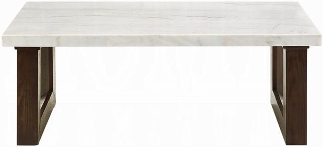 ACME Furniture Edwyn White Marble Top Coffee Table with Brown Base-3