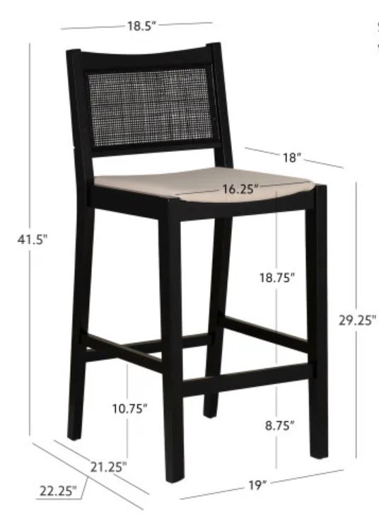 Powell® Beaux 2-Piece Black Cane Barstool-2