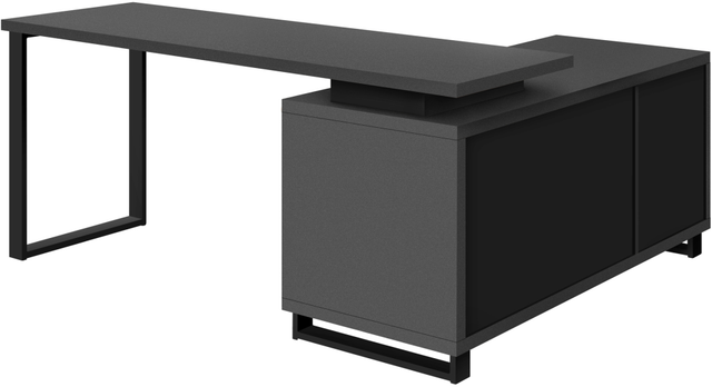 Monarch Specialties Inc. Black/Modern Grey L Shaped Computer Desk-1