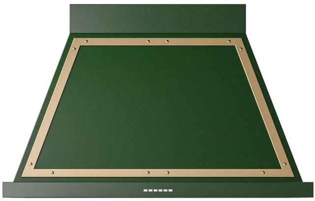 Ilve® Nostalgie II Noblesse 40" Emerald Green Wall Mounted Range Hood with Brass Trim-0