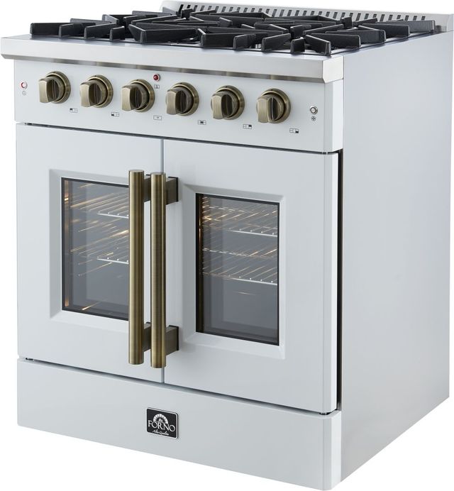 FORNO®  Galiano Series Alta Qualita 30" White Pro Style Gas Range -2