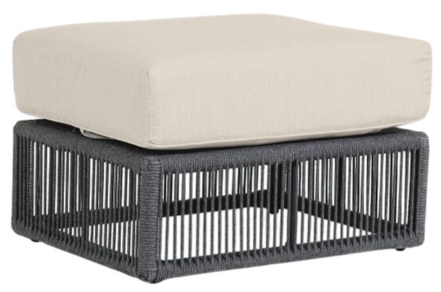 Sunset West Milano Charcoal Gray Aluminum/Olefin Rope Outdoor Ottoman with Echo Ash Cushion-0