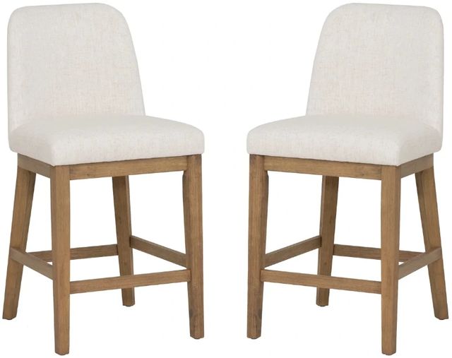 Linon Torres 2-Piece Cream/Natural Brown Upholstered Counter Stool Set-0