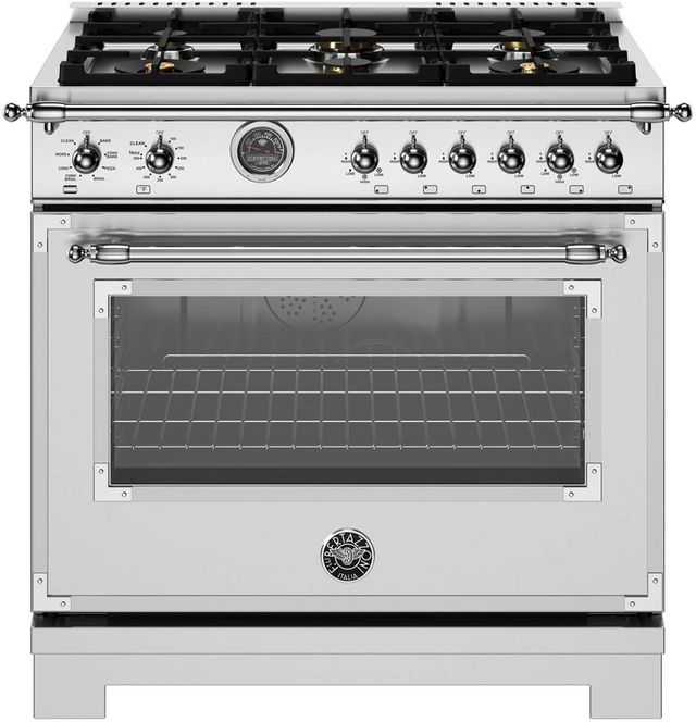 Bertazzoni Heritage Series 36" Fingerprint Resistant Stainless Steel Pro Style Dual Fuel Range