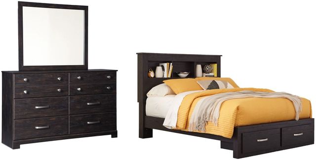 Signature Design by Ashley® Reylow 2-Piece Dark Brown Queen Bookcase Bed Set-0