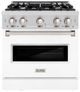 ZLINE Classic 30" Satin Stainless Steel Pro Style Gas Range with White Matte Door-0