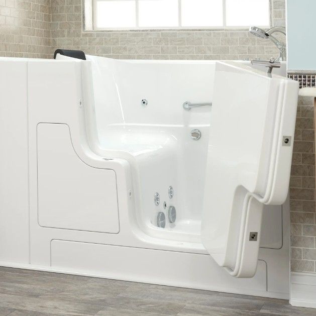 American Standard Gelcoat White 30” x 52” Walk-in Tub with Whirlpool System - Right-Hand Drain with Faucet-2