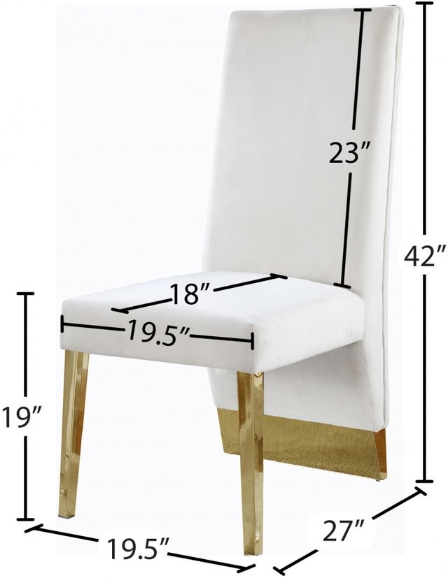 Meridian Furniture Porsha Cream/Gold Velvet Dining Chair-3