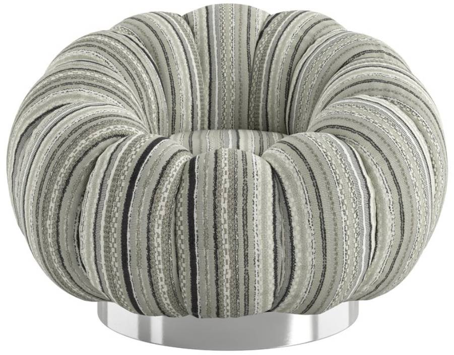 Emerald Home Lily Black Stripe Pumpkin Swivel Accent Chair