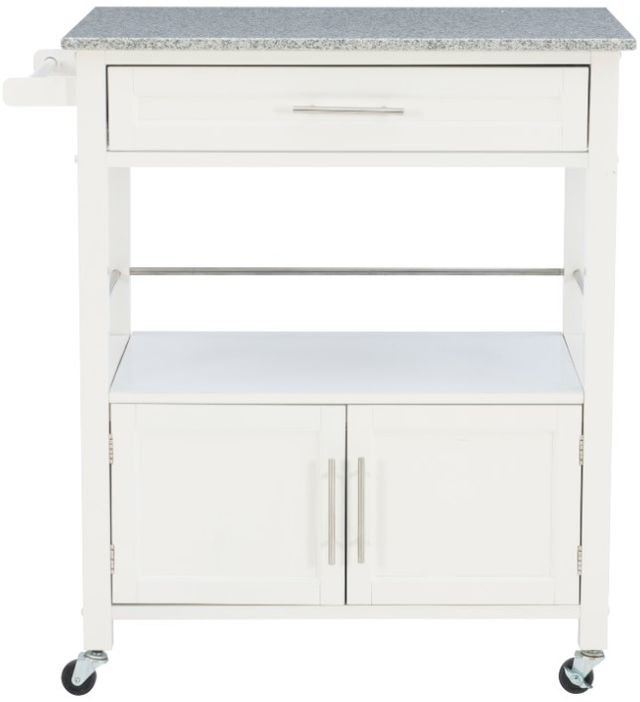 Linon Cameron White Kitchen Cart with Granite Top-3