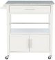 Linon Cameron White Kitchen Cart with Granite Top-3