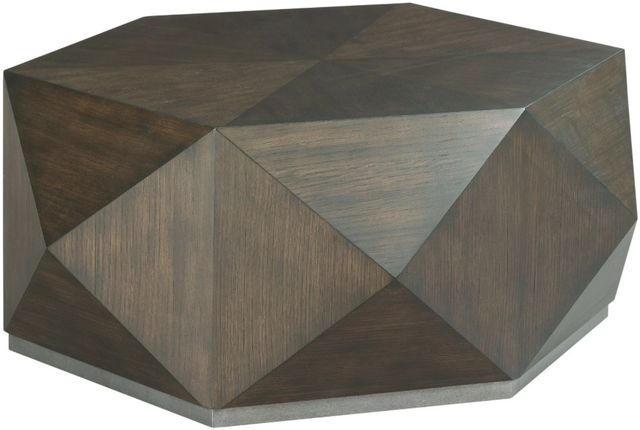 Hammary® Hidden Treasures Brown Hex Cocktail Table with Gray Base-0