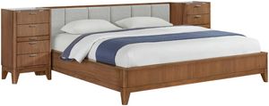 Davis Home 3-Piece Brown Queen Upholstered Panel Bedroom Set with FREE 75" TV