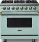 Viking® 5 Series 36" Splash Pro Style Dual Fuel (NG) Range with Brushed Brass Trim-0