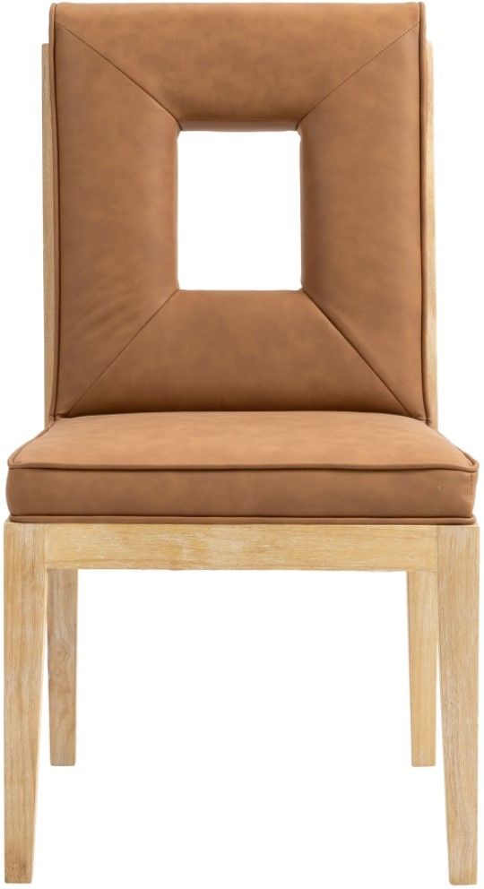 Meridian Furniture Gwendolyn Cognac/Natural Vegan Leather Dining Side Chair-1