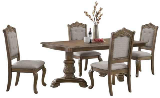 Elements International Madison Park 5-Piece Beige/Walnut Dining Set -0