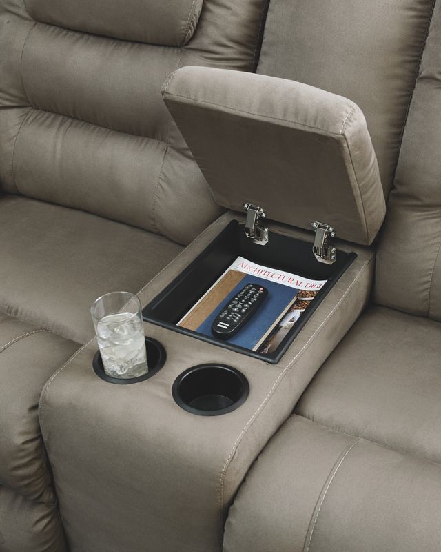 Signature Design by Ashley® McCade Cobblestone Double Reclining Loveseat with Console-2
